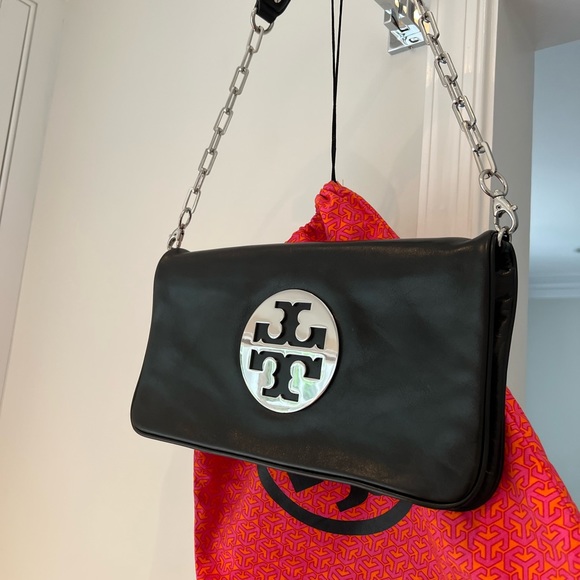 Tory Burch Reva Convertible Clutch- Black Leather with Silver Hardware - Picture 5 of 7